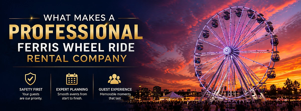 Ferris wheel event planning with guests, venue setup and professional coordination
