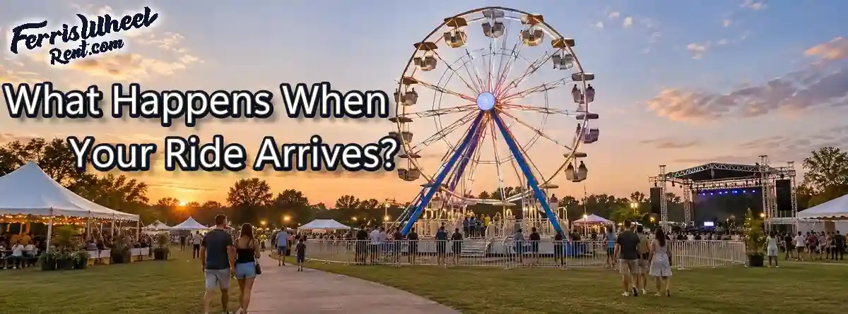 Large illuminated Ferris wheel ready at an outdoor event venue